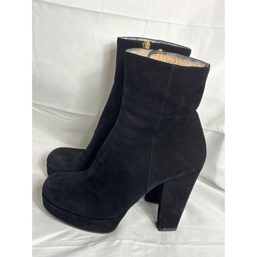 Yves Saint Laurent YSL Black Suede Tribute Platform Ankle Boots 38.5 Italy - Picture 4 of 11